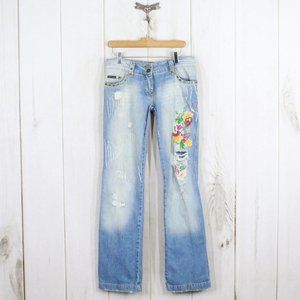 DOLCE & GABBANA Distressed Embroidered Jeans Sz 10